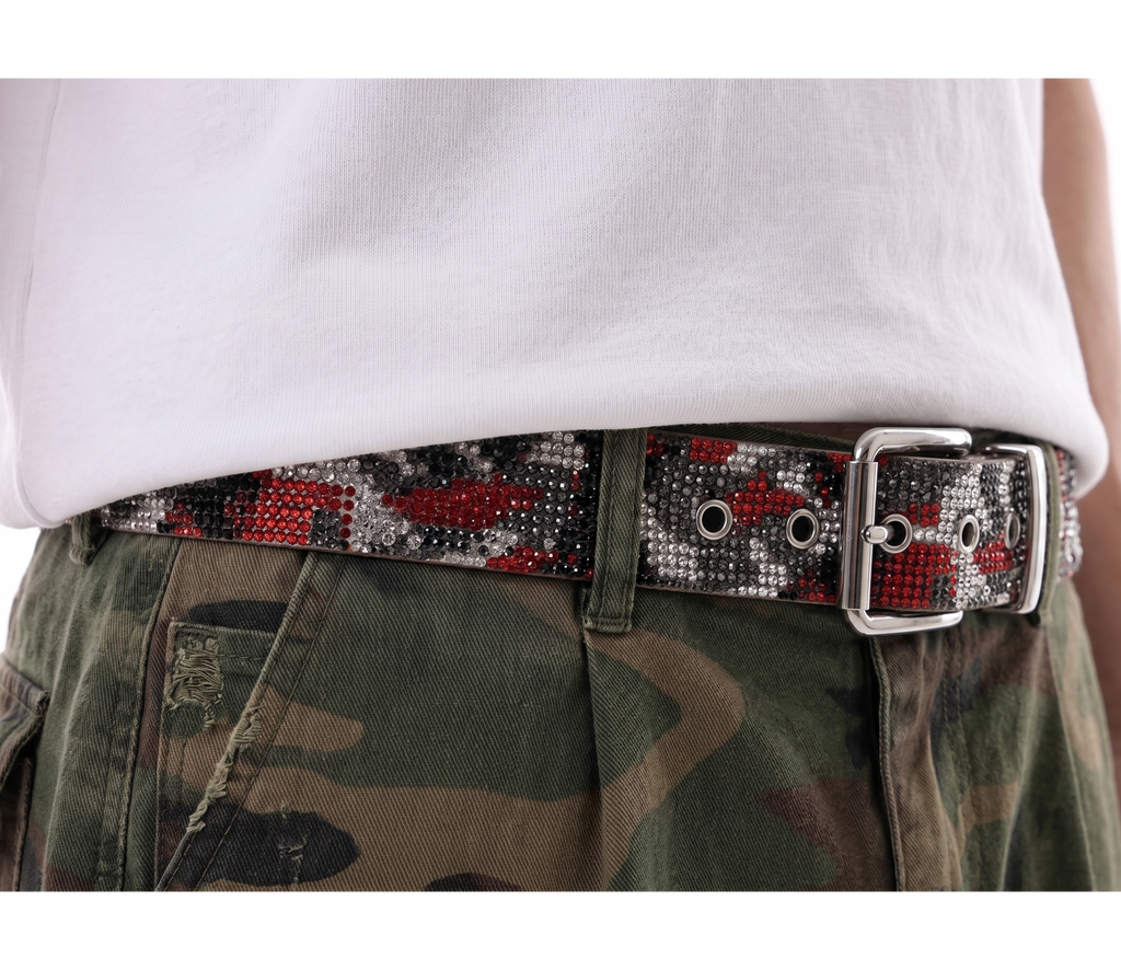 Rhinestone Red Camo Belt